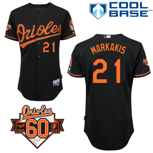 Nick Markakis #21 mlb Jersey-Baltimore Orioles Women's Authentic Alternate Black Cool Base/Commemorative 60th Anniversary Patch Baseball Jersey